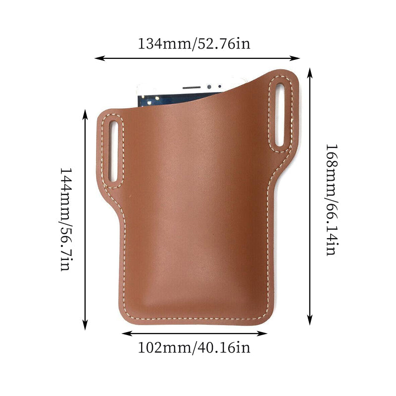 Men's Belt Clip Loop Holster Waist Bag Leather Pouch Cover Case For Phones AU - Dark Brown