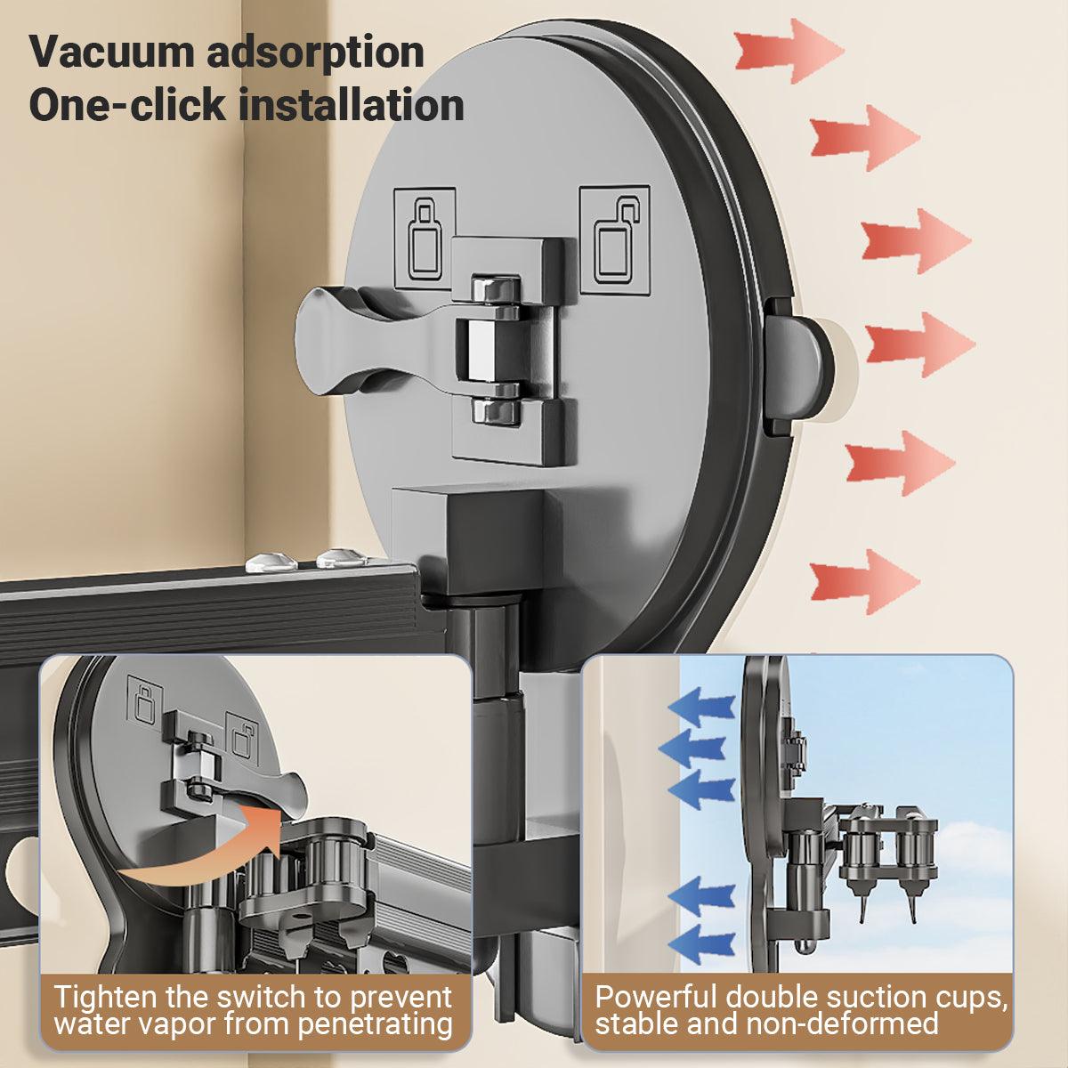 2/3/4-Bar Adjustable Foldable Retractable Clothes Drying Rack Suction Cup Hanger - One Fold And Two Sections