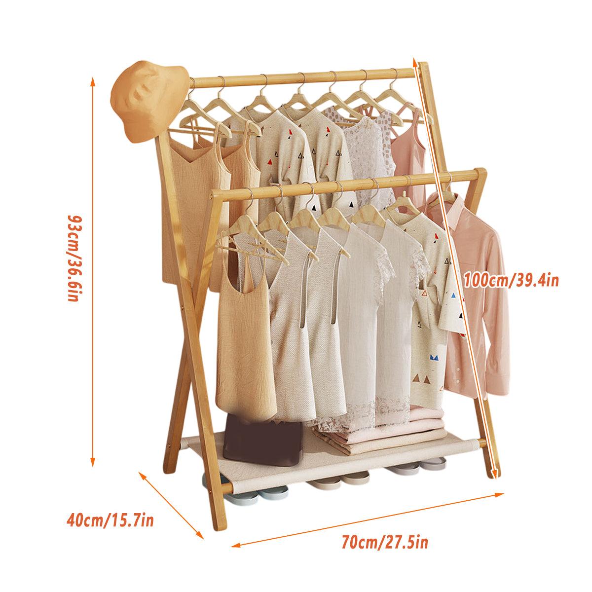Folding Clothes Hanger Indoor Floor Bedroom Garment Rack Simple Hanging Stand