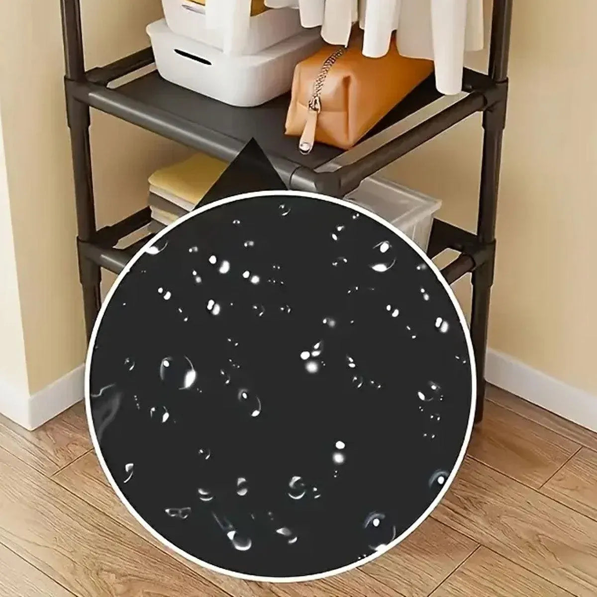 1-Piece Corner Clothes Rack with Shelves and Hooks, Black