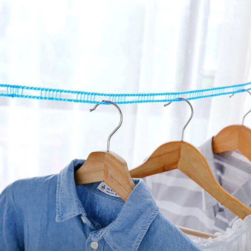 Portable 5M Travel Clothes Line Washing Rope Non Slip Airer Laundry Clothesline - Blue