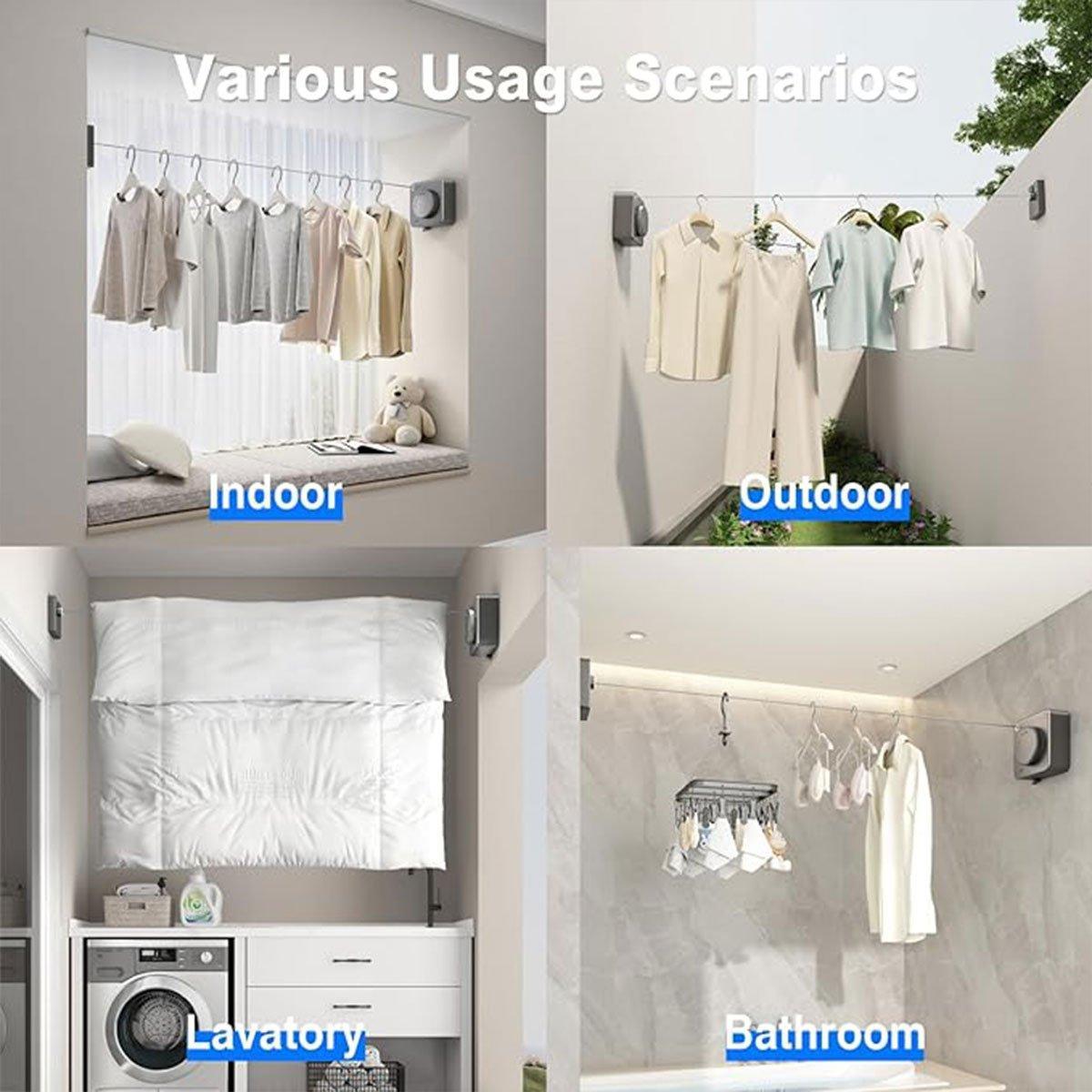 Invisible Wall Mounted Clothesline for Hotel Bathroom Sunbed Laundry Drying Rope
