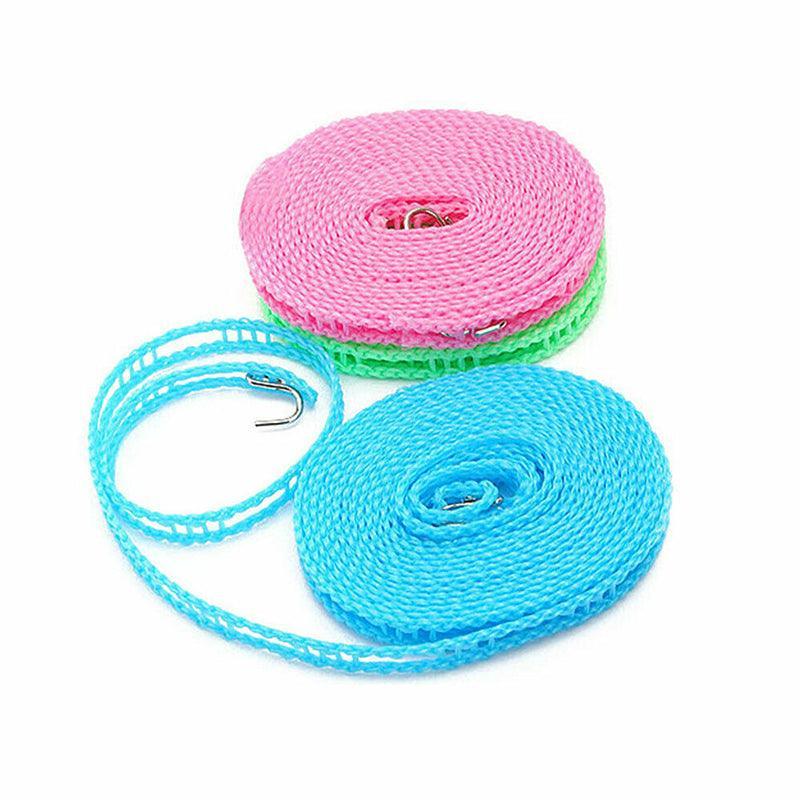 Portable 5M Travel Clothes Line Washing Rope Non Slip Airer Laundry Clothesline - Pink