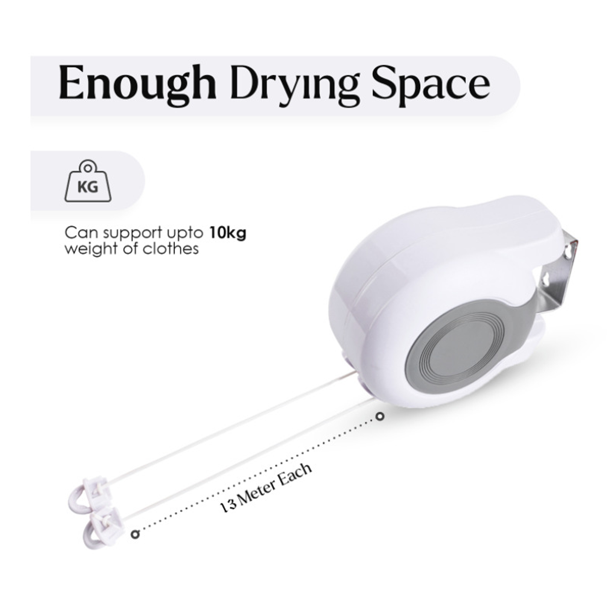 Double Clothes Line Wall Hanger Retractable Clothesline Clothes Dryer 13m Indoor
