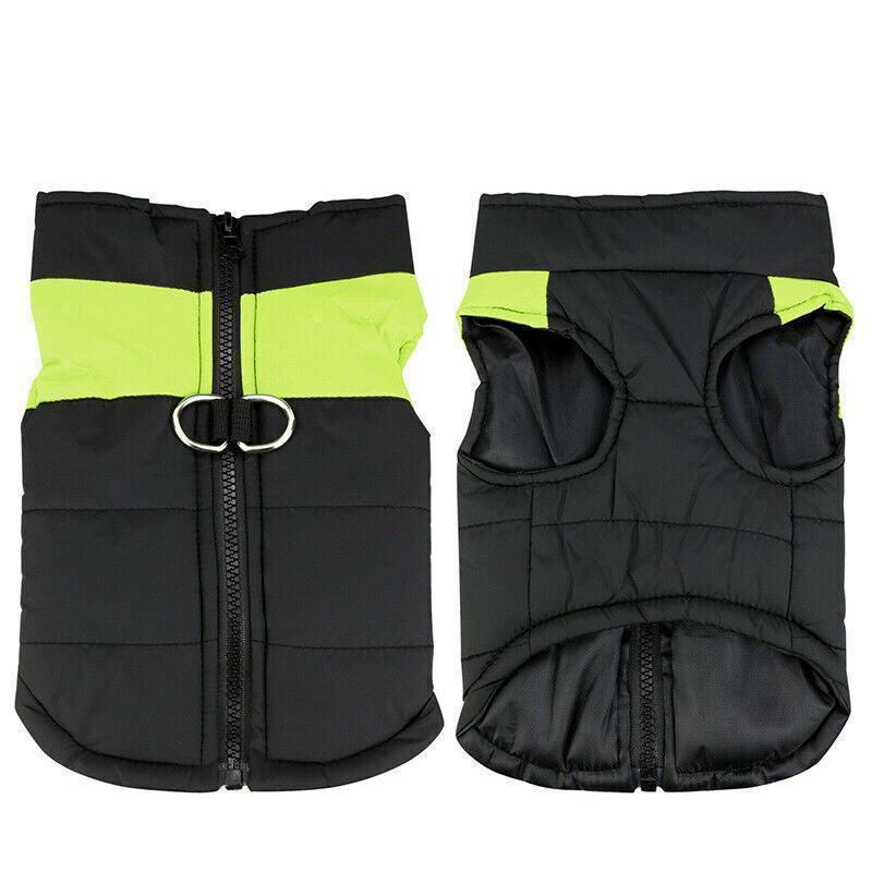 L Size Large Dog Jacket Padded Waterproof Pet Clothes Warm Windbreaker Vest Coat Winter - Green