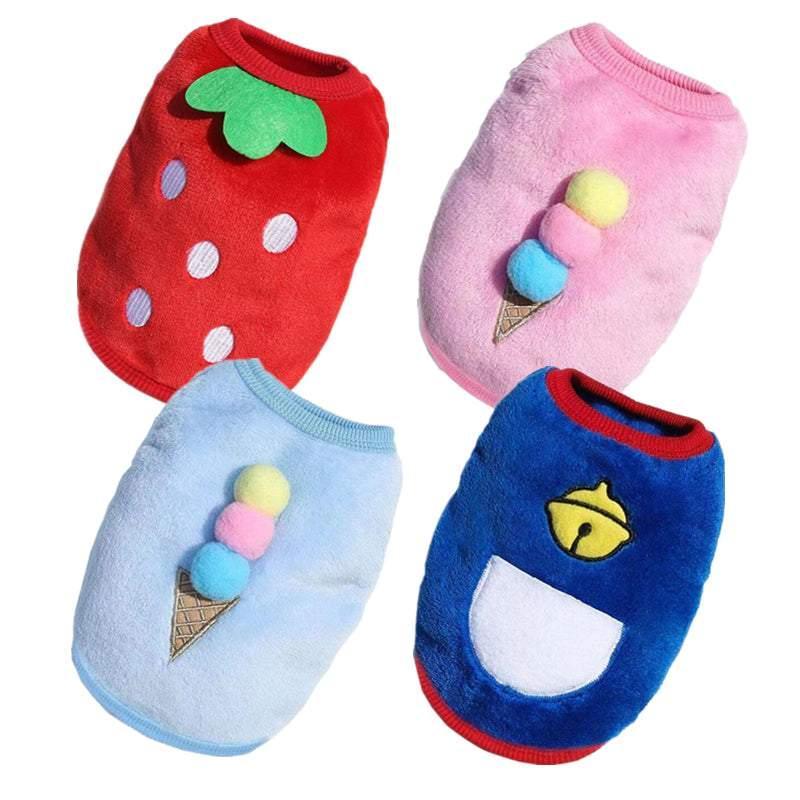 S Size Warm Winter Dog Clothes Soft Fleece Dog Jacket Pet Coat Sweater Cat Jumper - Pink Ice Cream