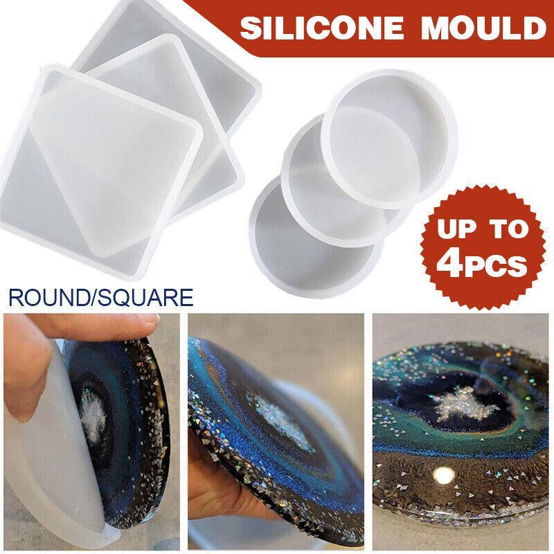 Coaster Resin Casting Mould Epoxy Mold Silicone Craft DIY Jewelry Agate Making - Large Square