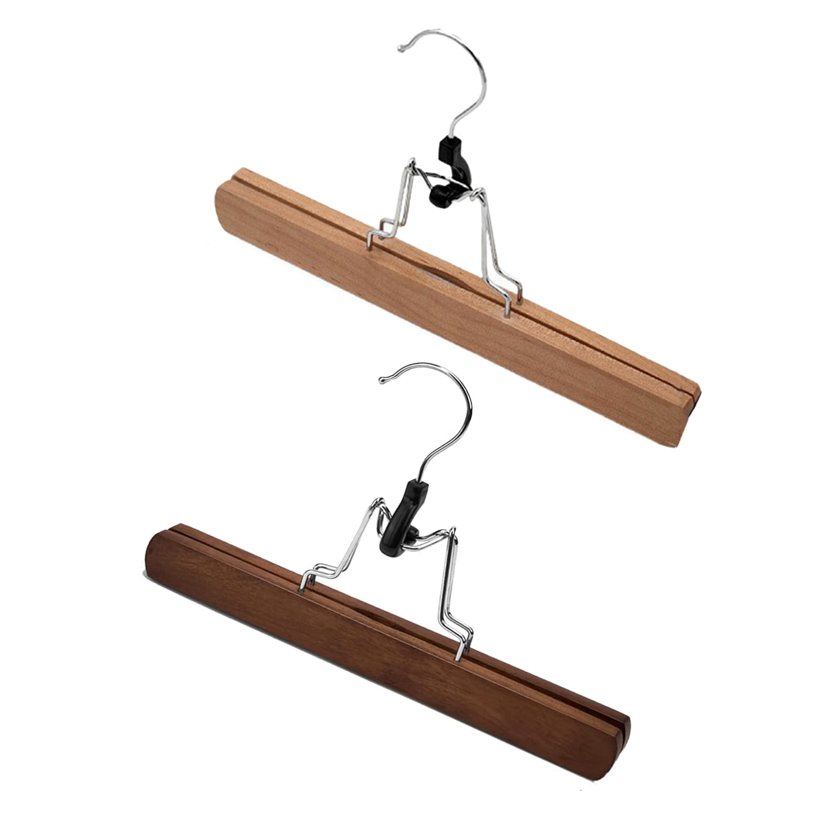 10pcs Solid Wood Skirt Clip Non Slip Hanger Flannel Trouser Clothes Organizer - Dark Brown