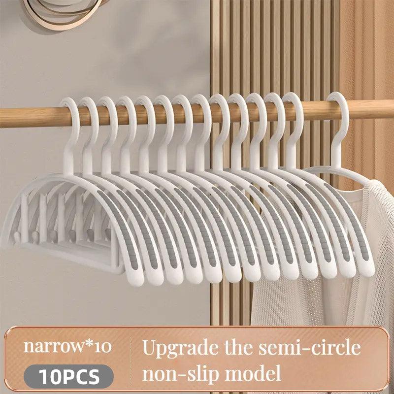 10PCS Plastic Half Round Non Slip Hangers Non Marking Drying Racks Home Use - Wide