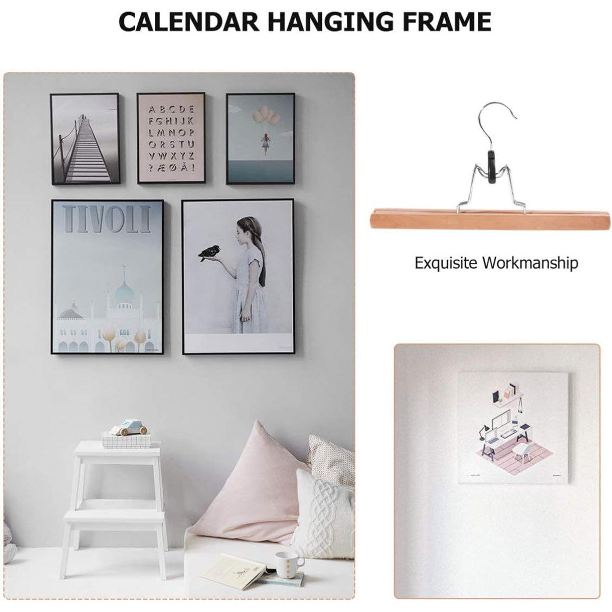 10pcs Solid Wood Skirt Clip Non Slip Hanger Flannel Trouser Clothes Organizer - Light Brown