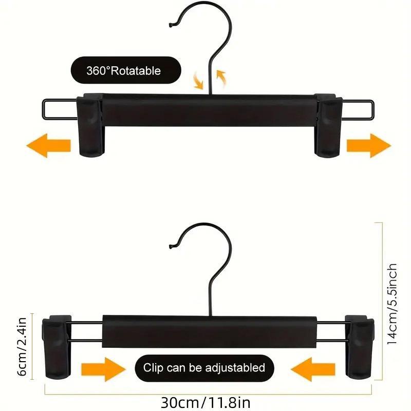 20pcs Black Plastic Pants Hanger Trousers Clips Durable Non Slip Clothes Hanger