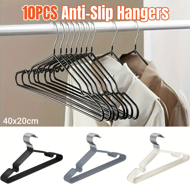 Clothes Hangers 10 Pack Anti Slip Plastic Hanger Clothes Rack Organizer - White