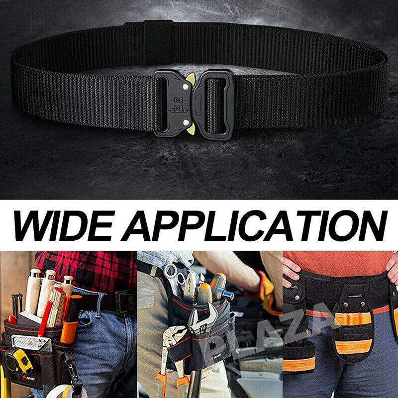 Mens Canvas Outdoor Tactical Belt Heavy Duty Army Waist Web Strap Waistband Hot - Khaki