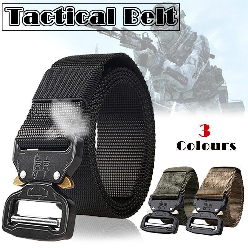 Mens Canvas Outdoor Tactical Belt Heavy Duty Army Waist Web Strap Waistband Hot - Army Green
