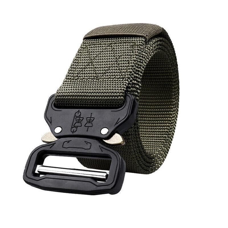 Mens Canvas Outdoor Tactical Belt Heavy Duty Army Waist Web Strap Waistband Hot - Army Green