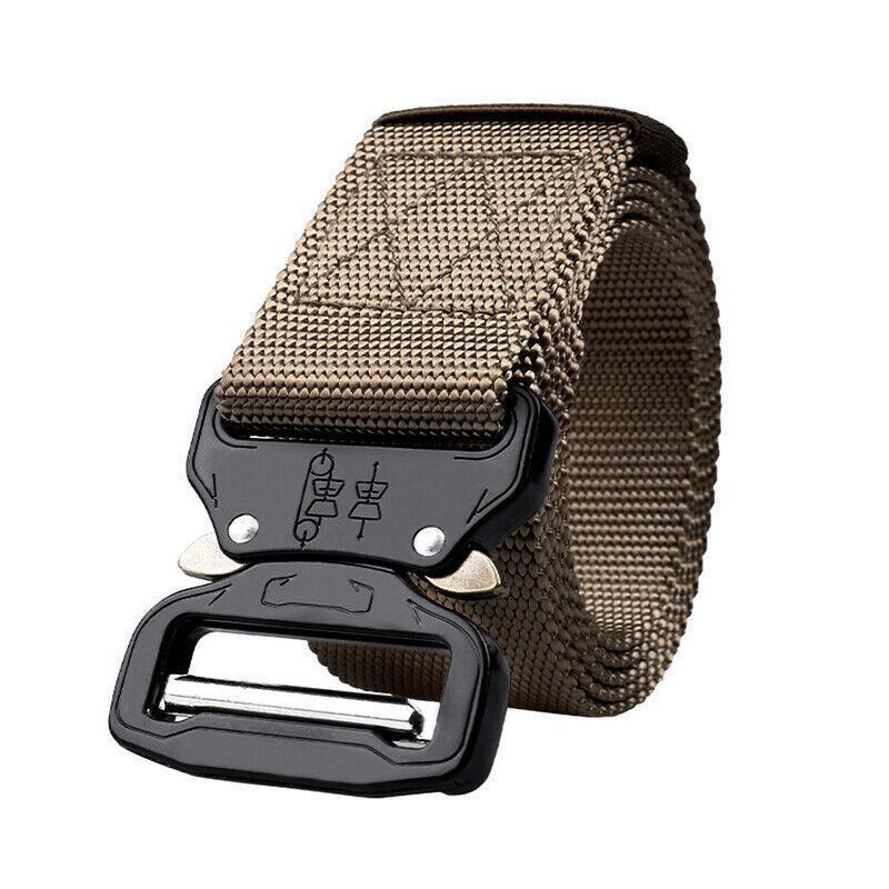 Mens Canvas Outdoor Tactical Belt Heavy Duty Army Waist Web Strap Waistband Hot - Army Green