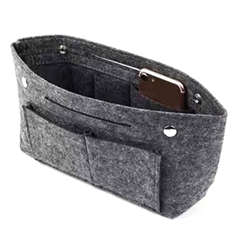 Travel Organiser Handbag Felt Bag Tote Insert Liner Purse Pouch Women 25*16*9Cm - Coffee