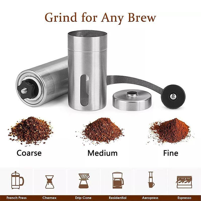 18.8cm Manual Coffee Bean Grinder Stainless Steel Hand Coffee Mill Ceramic Burr