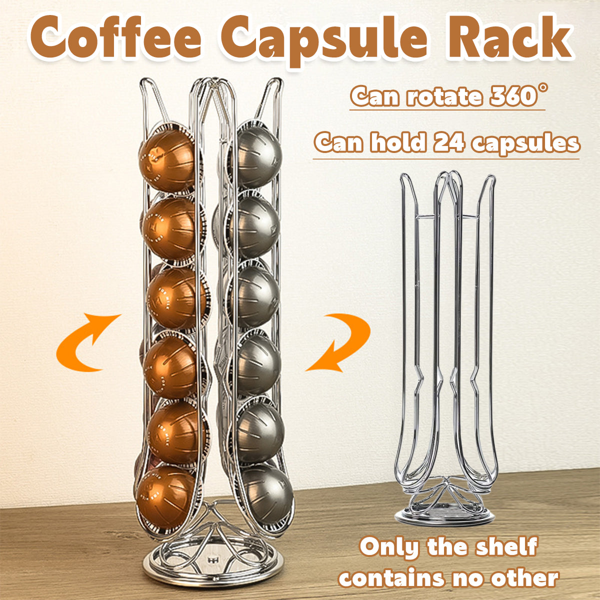 24 Coffee Capsule Holder Rack Storage Stand Pod Display Organizer Shelf Kitchen