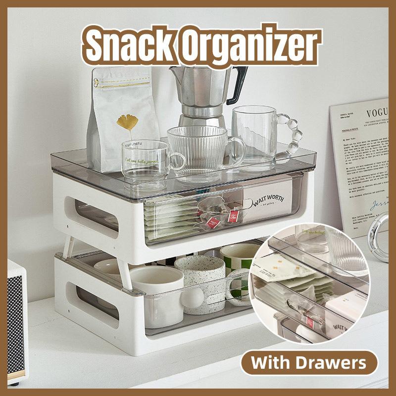 Drawer Desktop Storage Organizer Two Tier Shelf Home Office Desk Organizer Unit