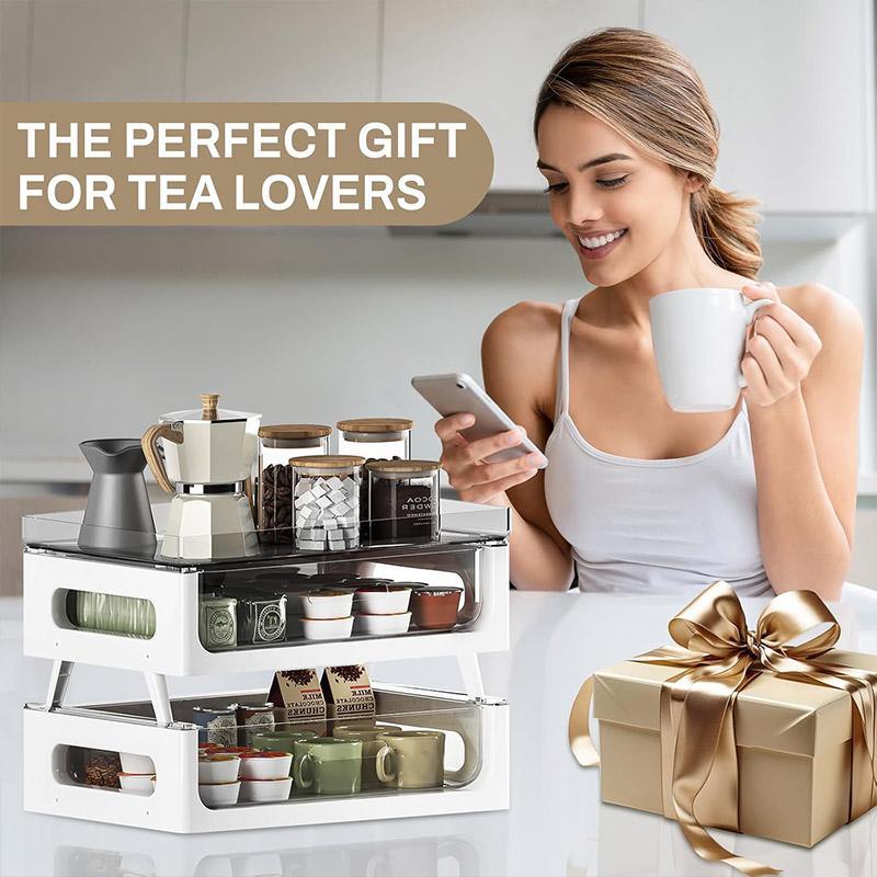 Drawer Desktop Storage Organizer Two Tier Shelf Home Office Desk Organizer Unit