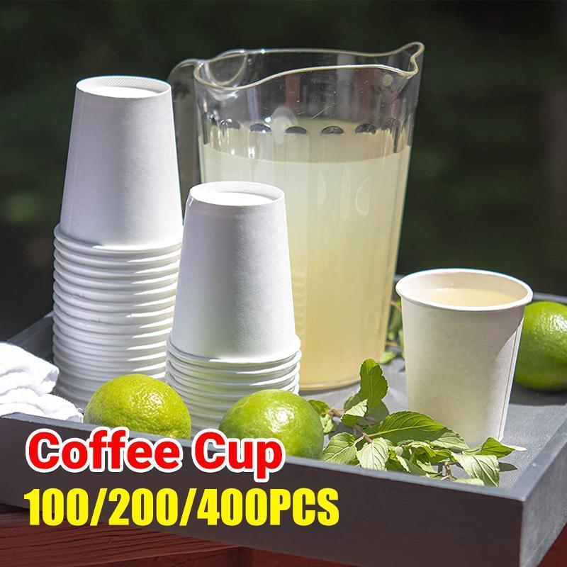 Disposable Coffee Cups 8oz Takeaway Paper Single Wall No Lids - 100pcs (50 Cups No Lids)