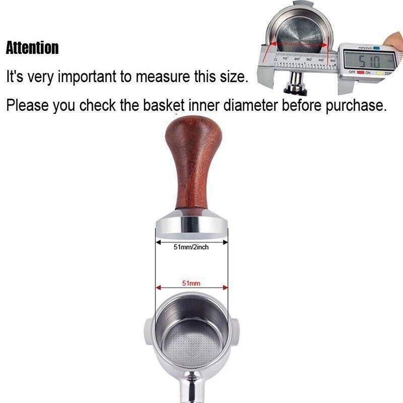 51mm Coffee Tamper Aluminum Alloy Base Wooden Handle for Espresso Machine