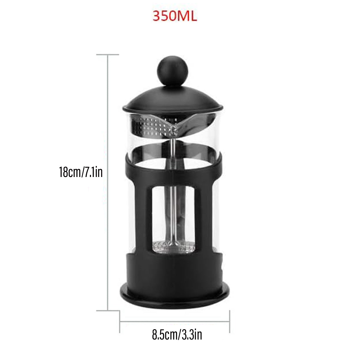 350ml French Press Coffee Maker Hand Press Tea Brewer with Filter