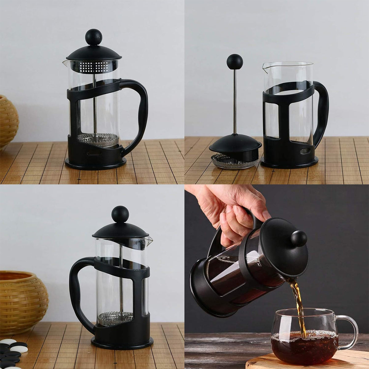 350ml French Press Coffee Maker Hand Press Tea Brewer with Filter