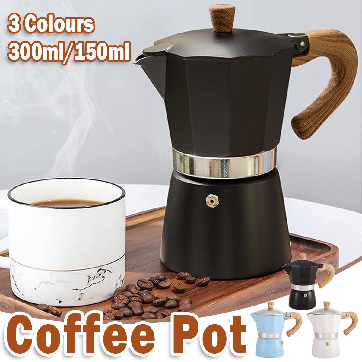 Portable Coffee Maker Wood Grain Handle Outdoor Manual Espresso Machine Camping - Beige-150ml