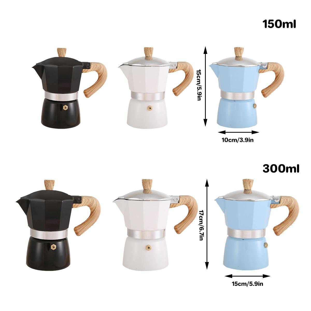 Portable Coffee Maker Wood Grain Handle Outdoor Manual Espresso Machine Camping - Black-300ml