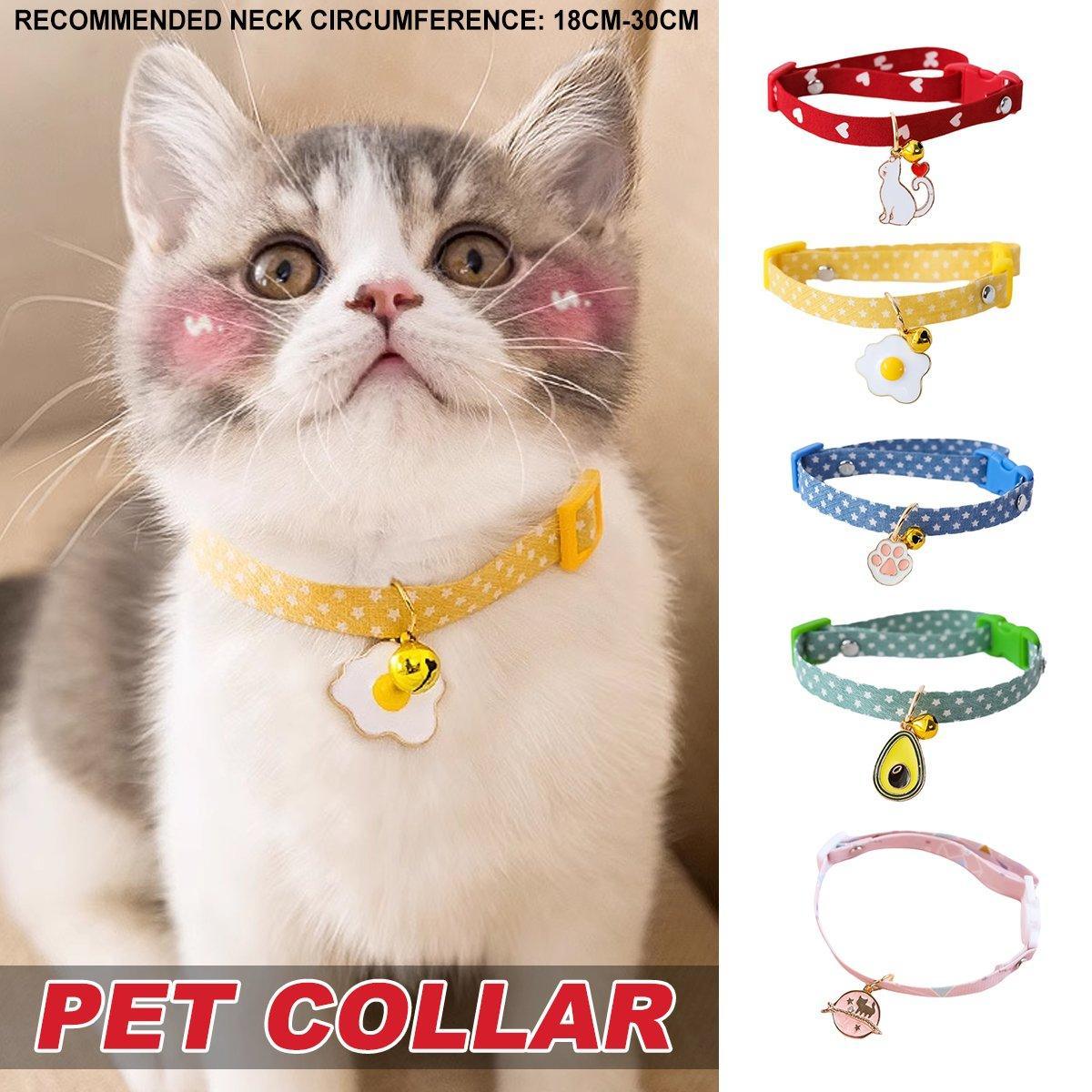 Adjustable Pet Collar with Buckle and Bell for Kitten and Dog Wearable Accessory - Green