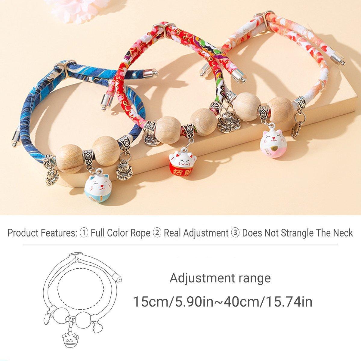Camphor Wood Bead Collar with Bell Necklace for Cats and Dogs Pet Accessories - Red-Longevity Lock