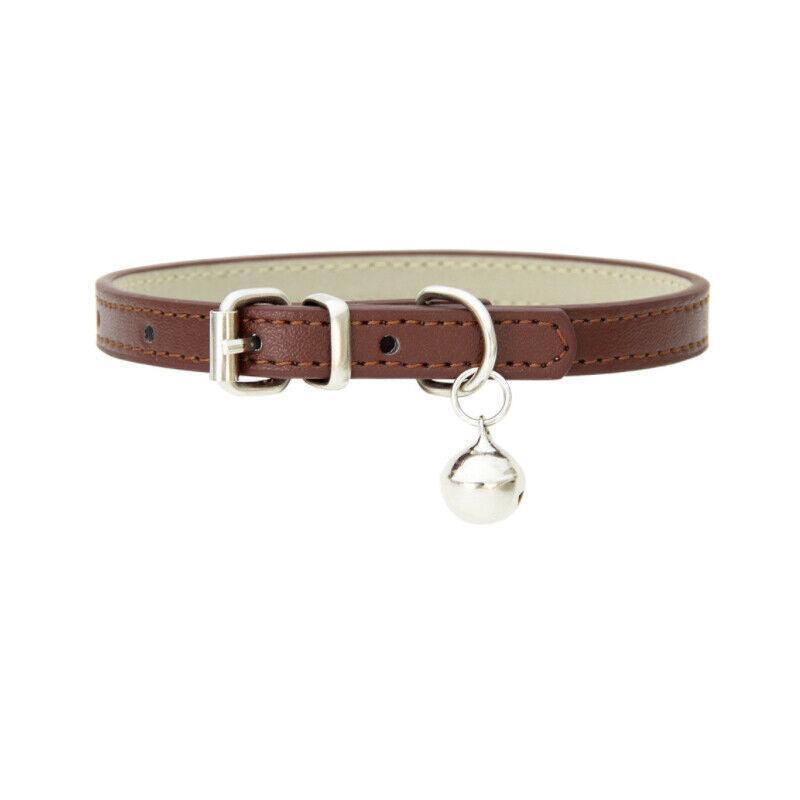 Adjustable PU Leather Cat Collar with Bell Breakaway Buckle 9 Colours - Purple