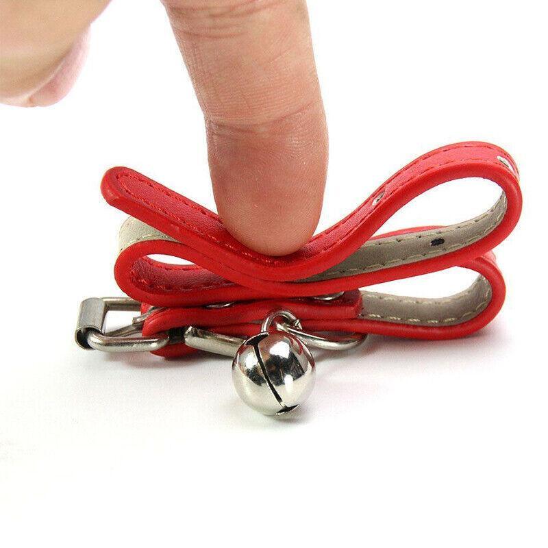 Adjustable PU Leather Cat Collar with Bell Breakaway Buckle 9 Colours - Red