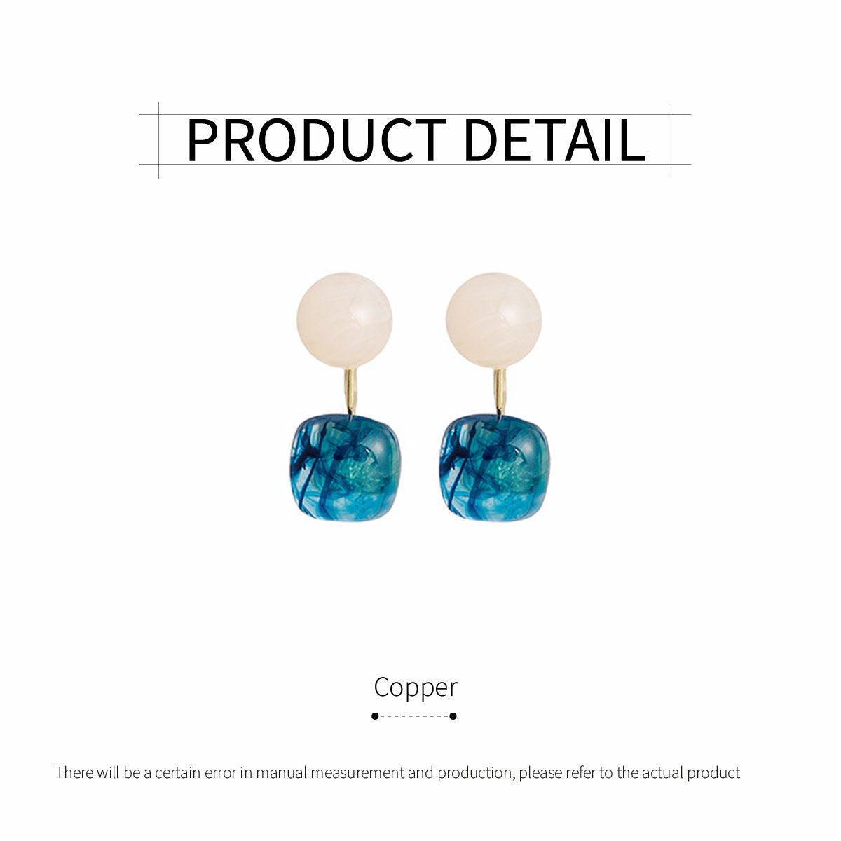 Small Fresh Blue Oil Earrings Retro Fashion Temperament Silver Needle Jewellery