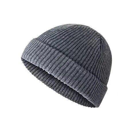 Men Women Mini Fisherman Beanie Winter Spring Hat Soft Knitted Docker Skull Cap - Army Green