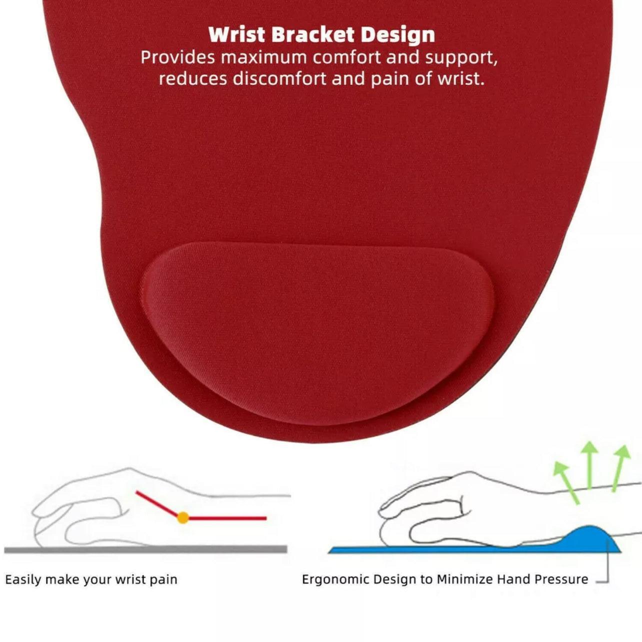 Comfort Mouse Pad with Built In Wrist Support Non Slip Ergonomic Mice Mat - Black