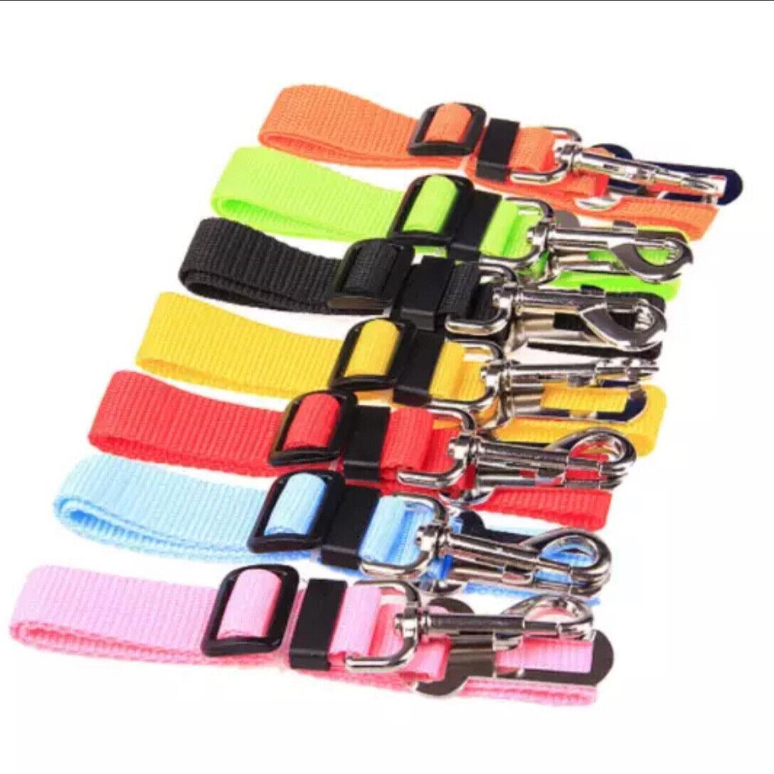 Adjustable Pet Harness Lead for Car Travel with Clip Attachment Nylon Restraint Strap - Blue