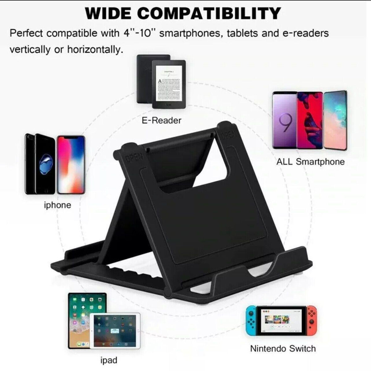 Universal Foldable Tablet and Phone Stand Adjustable Portable Desk Holder - Blue