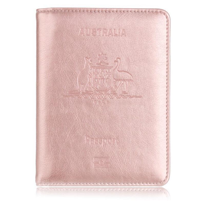 RFID Passport Holder Slim Leather Travel Wallet ID Card Cover Case for Men Women - Blue