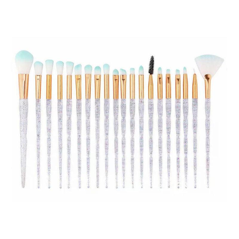 20 Pcs Eye Make-Up Brushes Diamond Unicorn Eyeshadow Eyebrow Blending Brush Set - Blue and Pink
