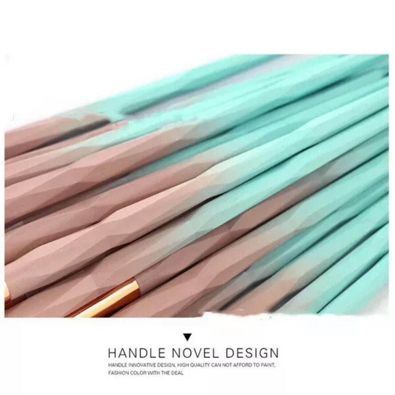 20 Pcs Eye Make-Up Brushes Diamond Unicorn Eyeshadow Eyebrow Blending Brush Set - Blue and Purple