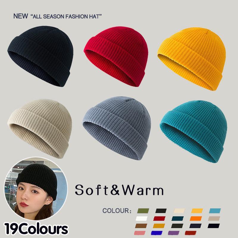Men Women Mini Fisherman Beanie Winter Spring Hat Soft Knitted Docker Skull Cap - Dard Grey