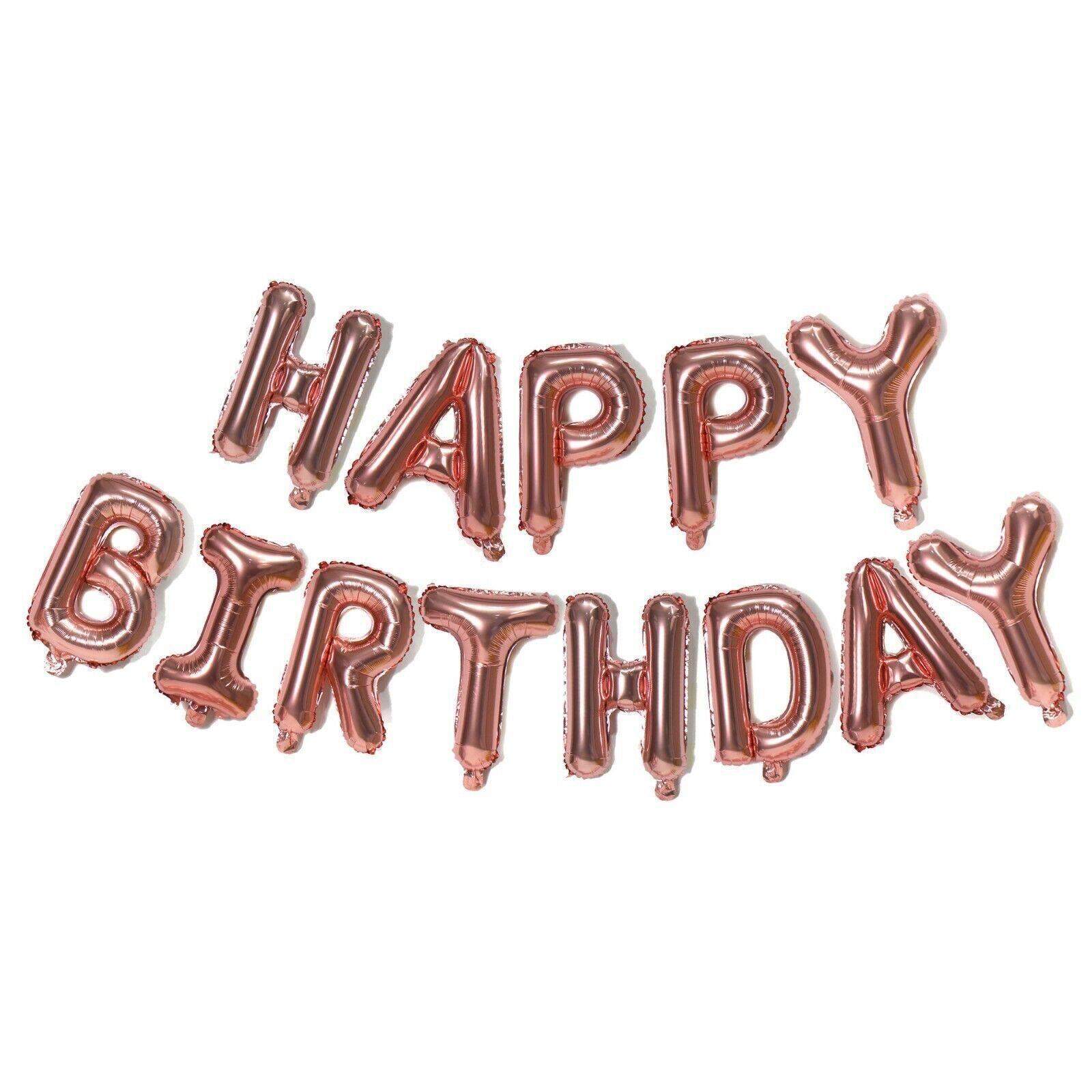 40Cm 3D Happy Birthday Letters Balloons Inflating Foil Banner Bunting Celebrate - Gold