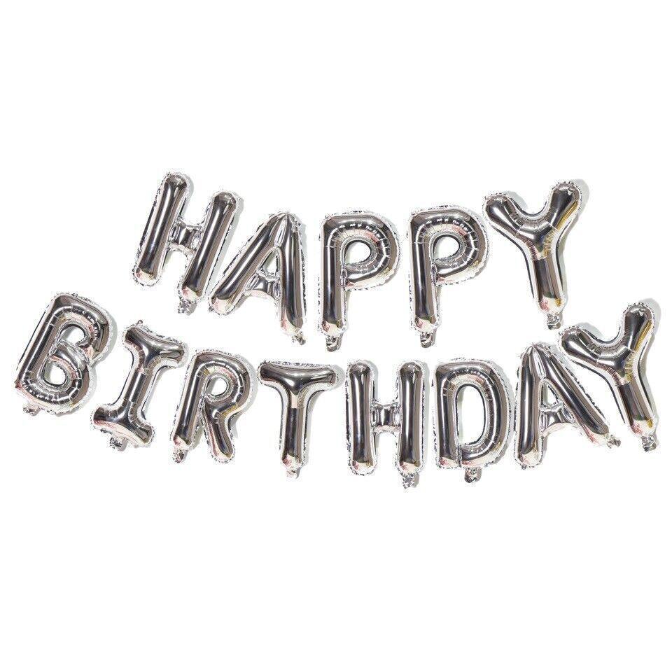 40Cm 3D Happy Birthday Letters Balloons Inflating Foil Banner Bunting Celebrate - Gold
