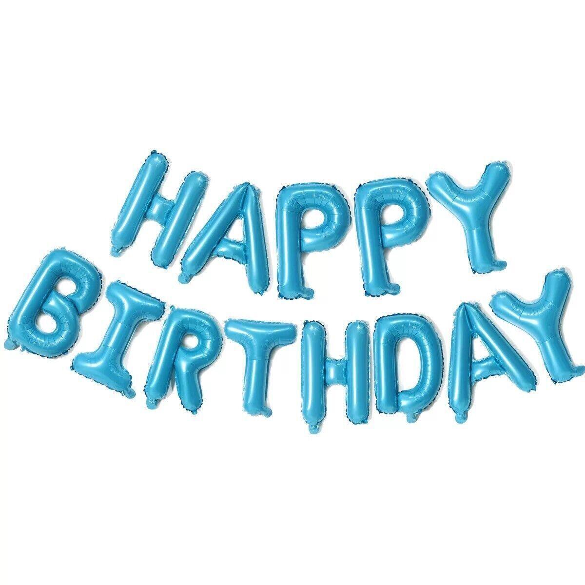 40Cm 3D Happy Birthday Letters Balloons Inflating Foil Banner Bunting Celebrate - Multicolour 3