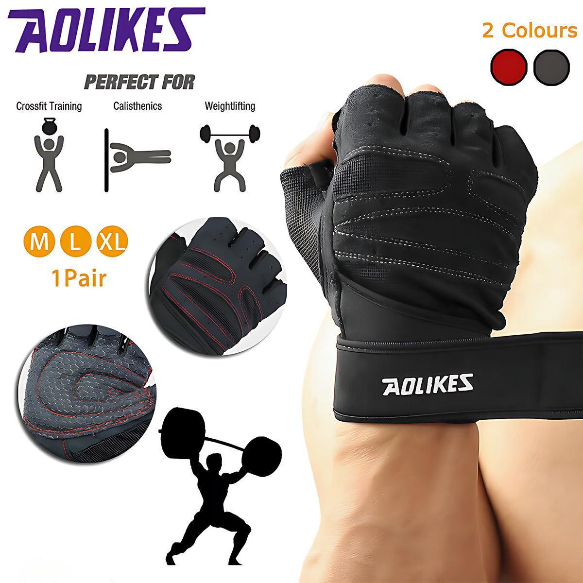 L Size Weight Lifting Gloves Gym Bodybuilding Fitness Workout Cycling Crossfit Men - One Pair Grey