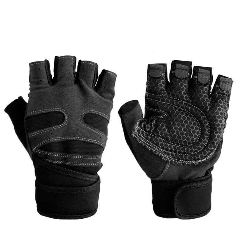 L Size Weight Lifting Gloves Gym Bodybuilding Fitness Workout Cycling Crossfit Men - One Pair Grey