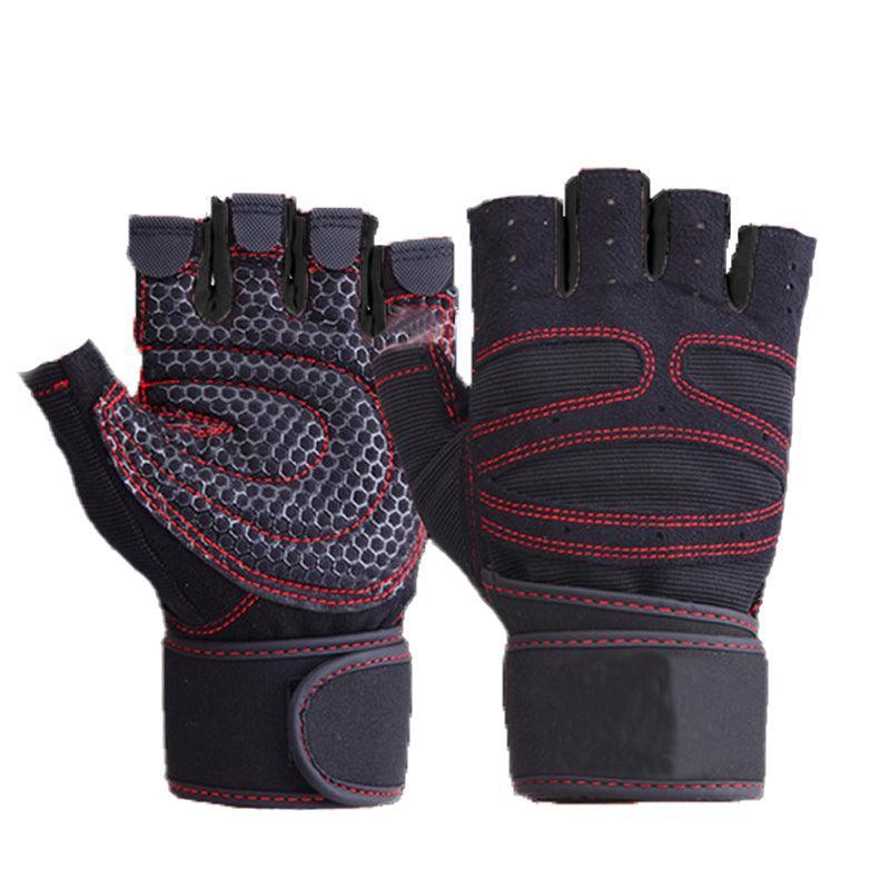 XL Size Aolikes Weight Lifting Gloves Gym Bodybuilding Fitness Workout Cycling Crossfit - One Pair Red